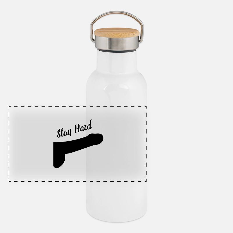 dick stay hard Panorama Thermosflasche mit Bambusdeckel