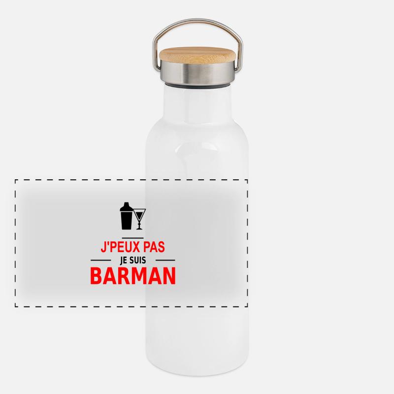 j'peux pas je suis barman Panoramic Thermal Bottle with Bamboo Lid