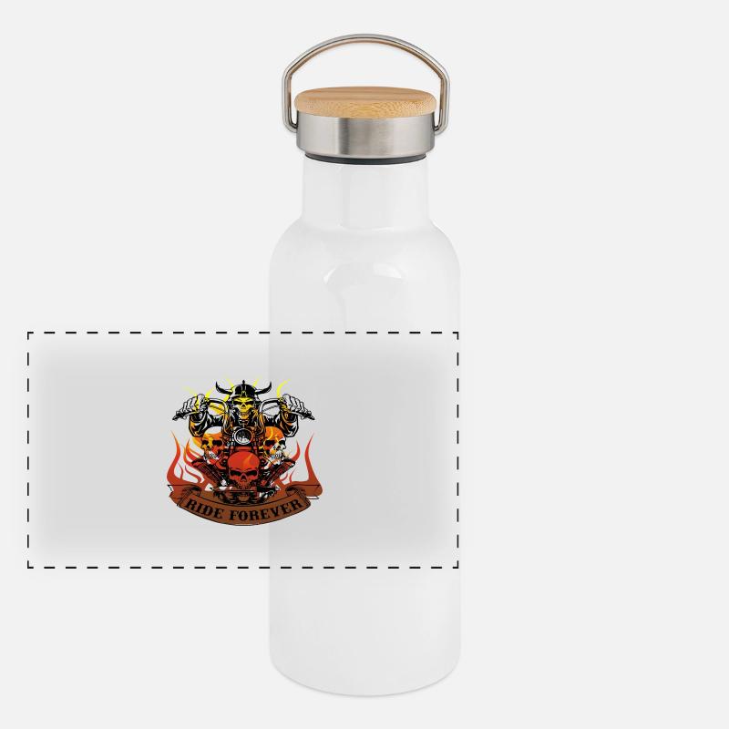 Motorradfahrer Panorama Thermosflasche mit Bambusdeckel