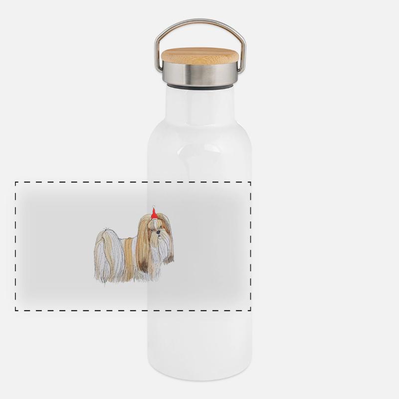 Noël à Lhassa Apso Gourde isotherme avec bouchon en bambou