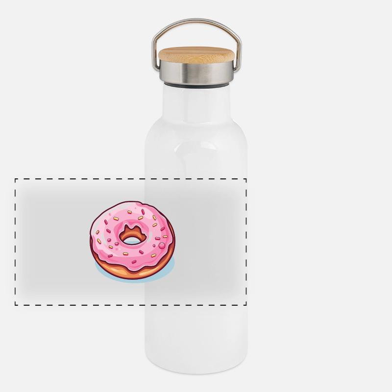 Donut - Panorama Thermosflasche mit Bambusdeckel - Weiß