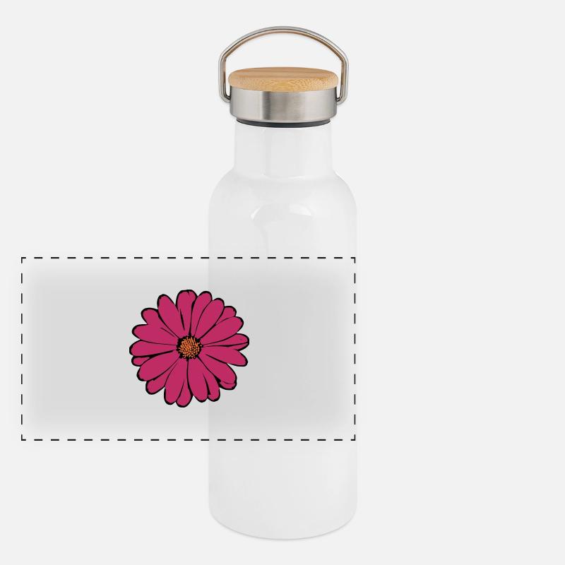 flower, blossom, red, violet Panoramic Thermal Bottle with Bamboo Lid