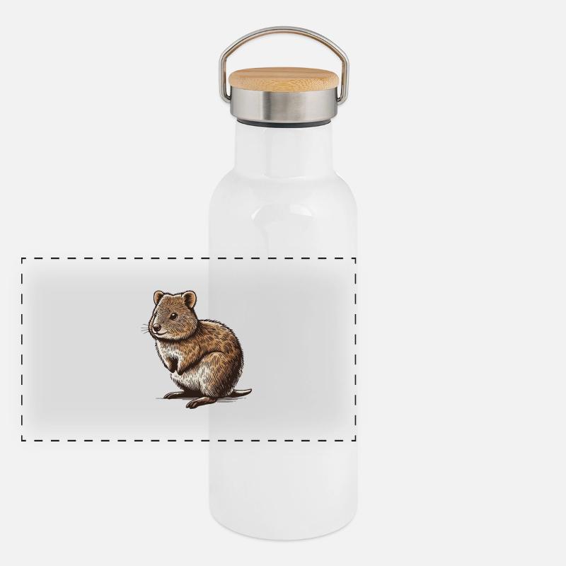 Quokka Panorama Thermosflasche mit Bambusdeckel