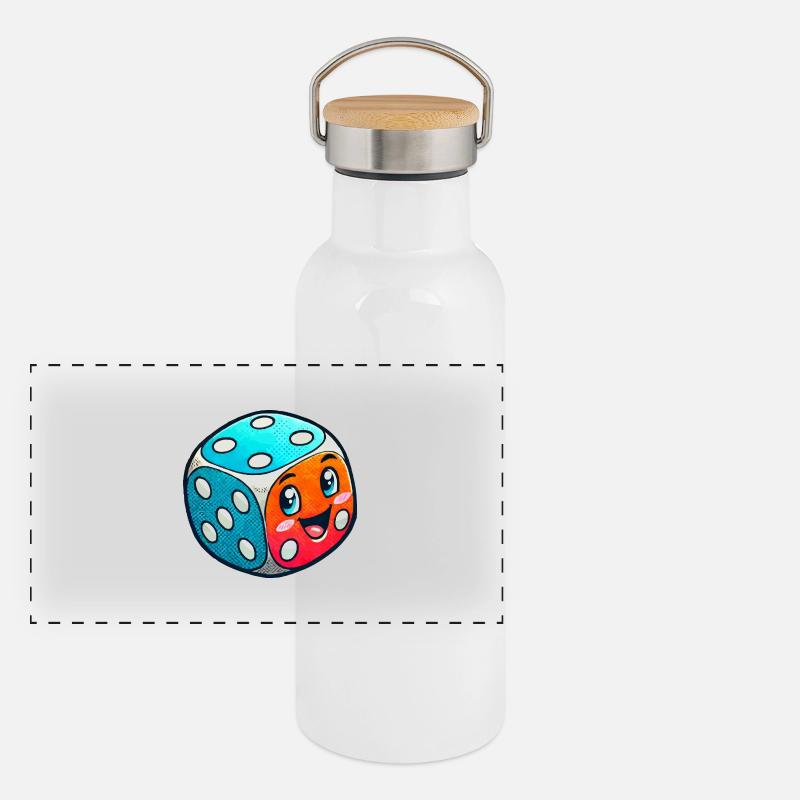 würfel comic Panorama Thermosflasche mit Bambusdeckel