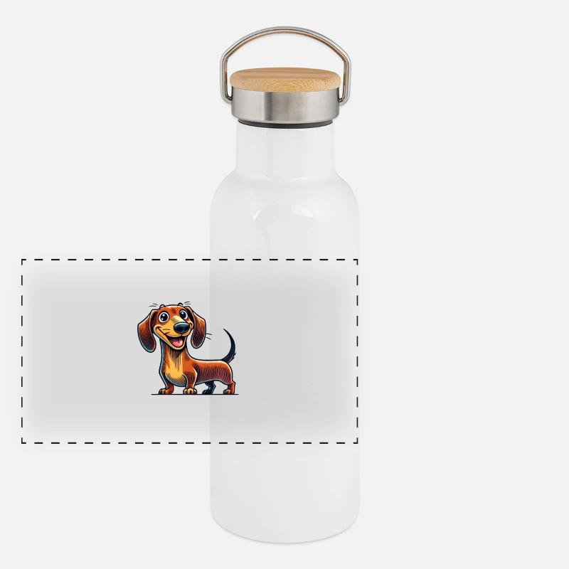 dackel Panorama Thermosflasche mit Bambusdeckel