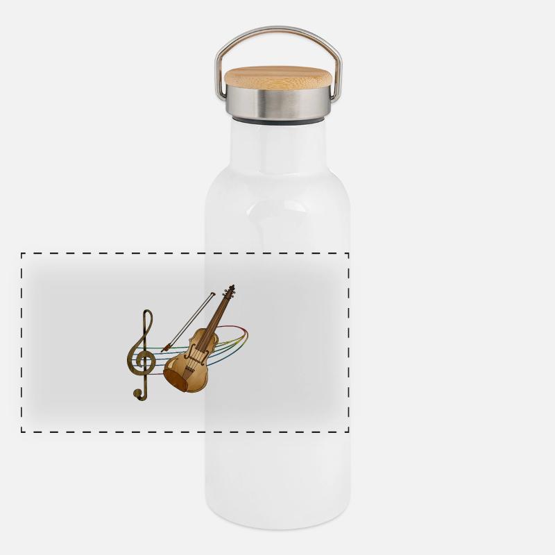 Geige Panorama Thermosflasche mit Bambusdeckel