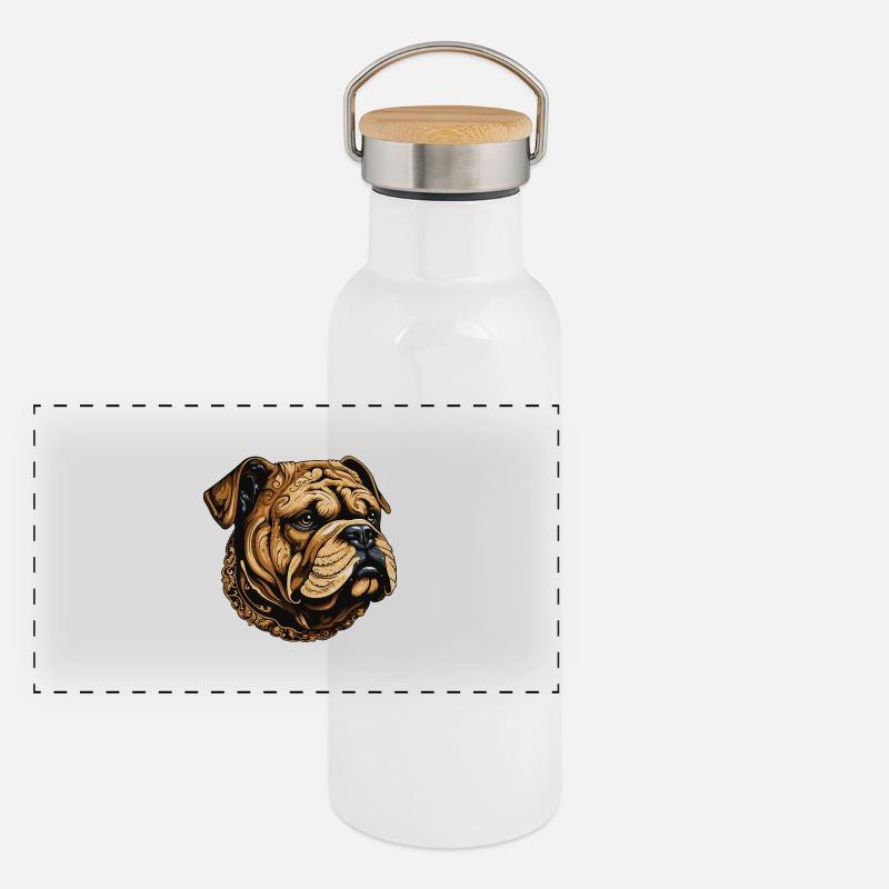 Portrait de chien bouledogue Gourde isotherme avec bouchon en bambou