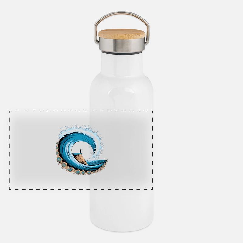 Vague océanique paisible avec vibrations de surf Gourde isotherme avec bouchon en bambou