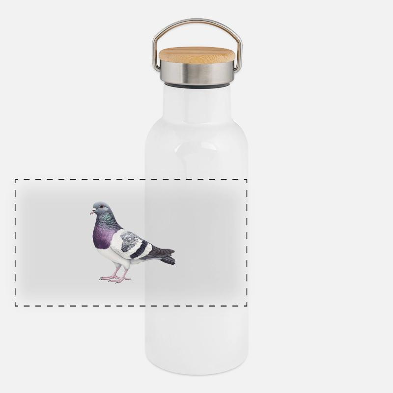 Taube Panorama Thermosflasche mit Bambusdeckel
