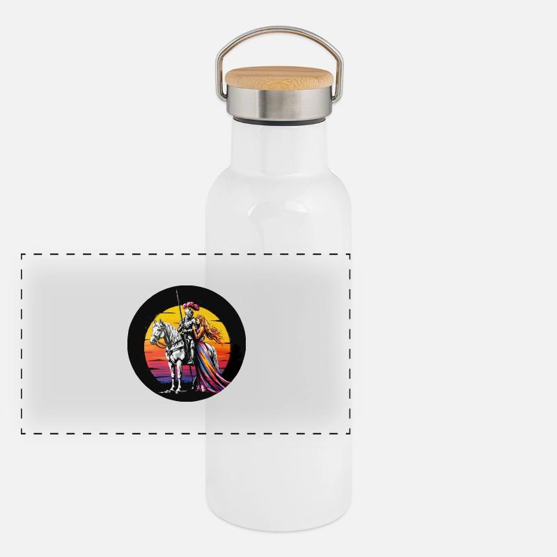 Chevalier sur le cheval blanc avec couleur princesse Gourde isotherme avec bouchon en bambou