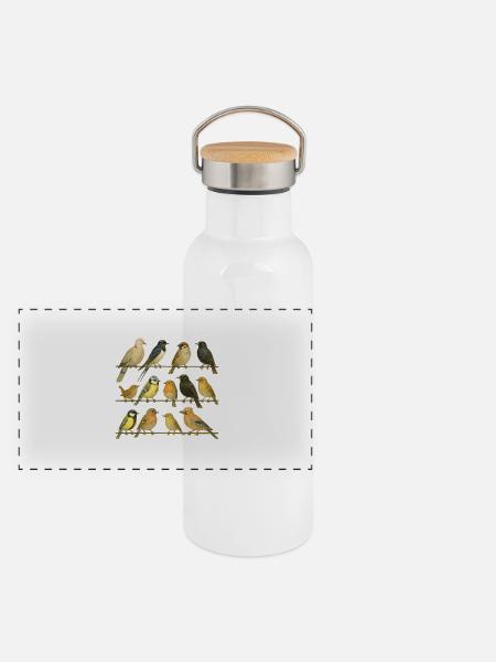 Bird Watcher Bird Lover - Panoramic Thermal Bottle with Bamboo Lid - white - Front