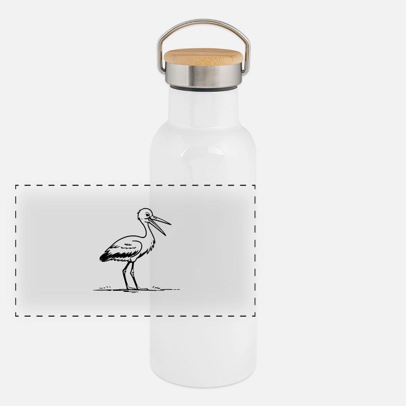 Stork as vector graphic Panoramic Thermal Bottle with Bamboo Lid