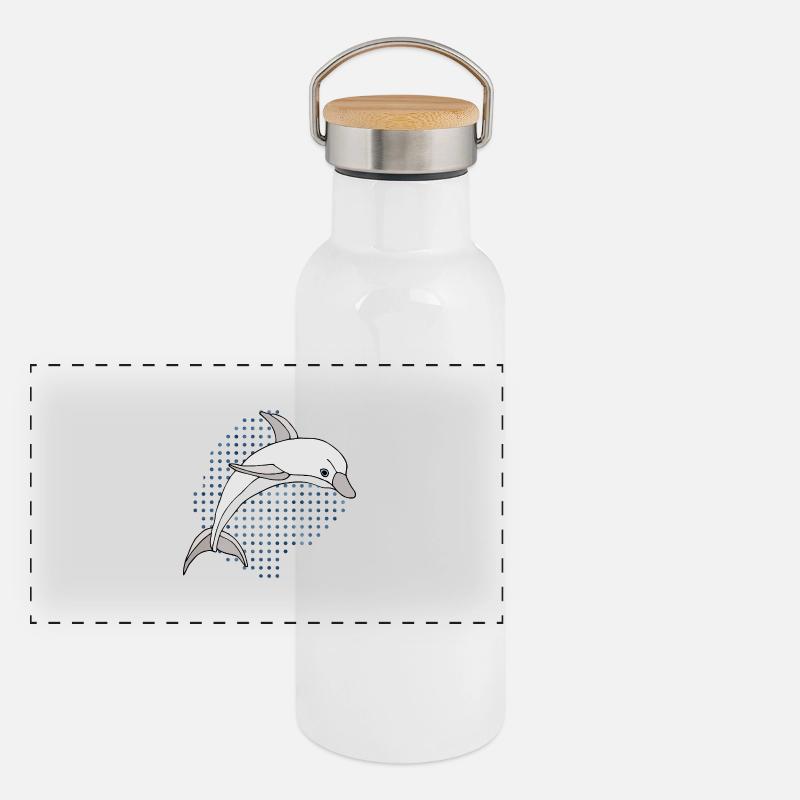 Delfin Panorama Thermosflasche mit Bambusdeckel