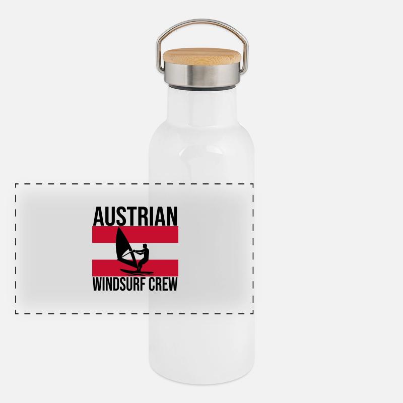 Austrian Windsurf Crew Shirt Panorama Thermosflasche mit Bambusdeckel