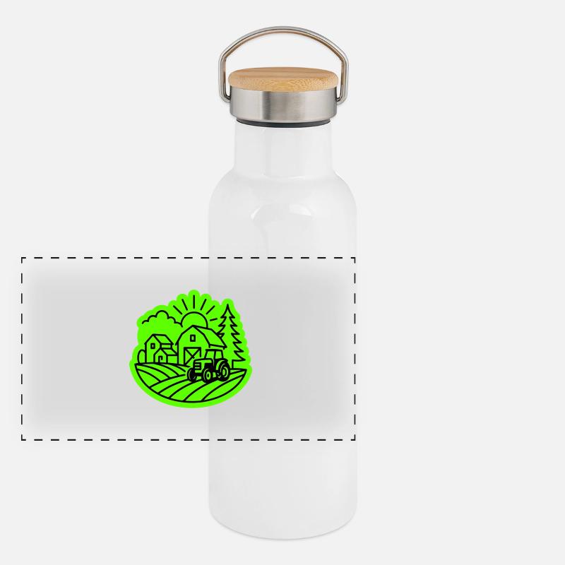 Bauernhof Landwirtschaft Panorama Thermosflasche mit Bambusdeckel