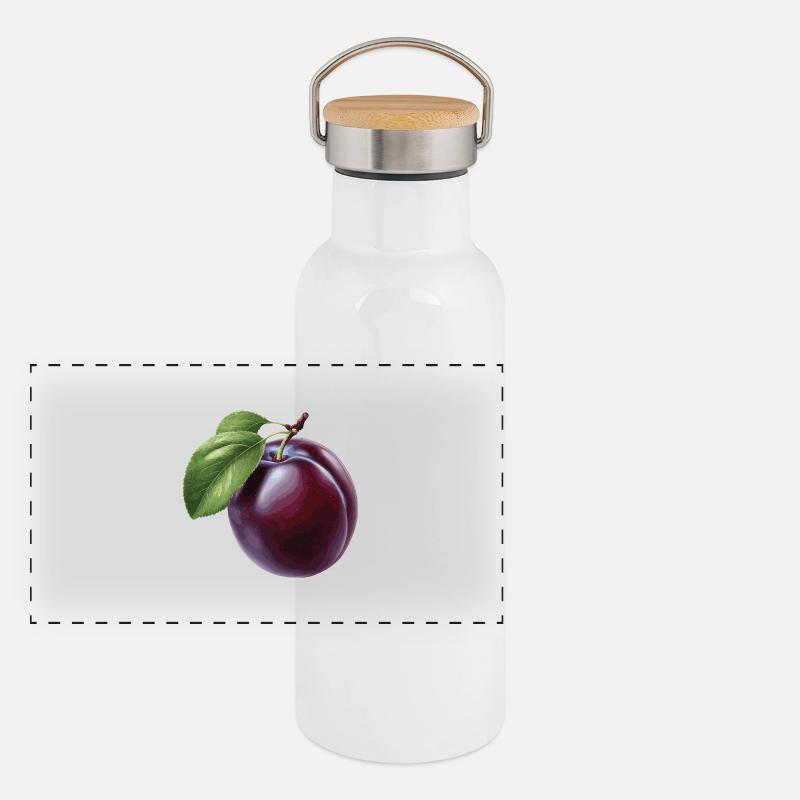 Pflaume Panorama Thermosflasche mit Bambusdeckel
