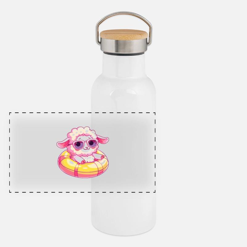 Sheep Comic Cool Panoramic Thermal Bottle with Bamboo Lid