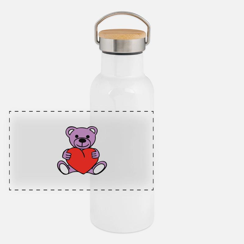 ourson & coeur Gourde isotherme avec bouchon en bambou