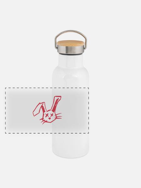 Dead Rabbit - Panorama Thermosflasche mit Bambusdeckel - Weiß - Vorne