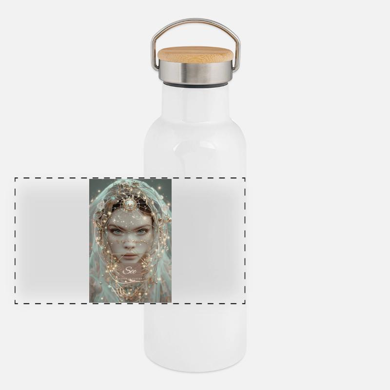 See beyond Illusions - Panorama Thermosflasche mit Bambusdeckel - Weiß