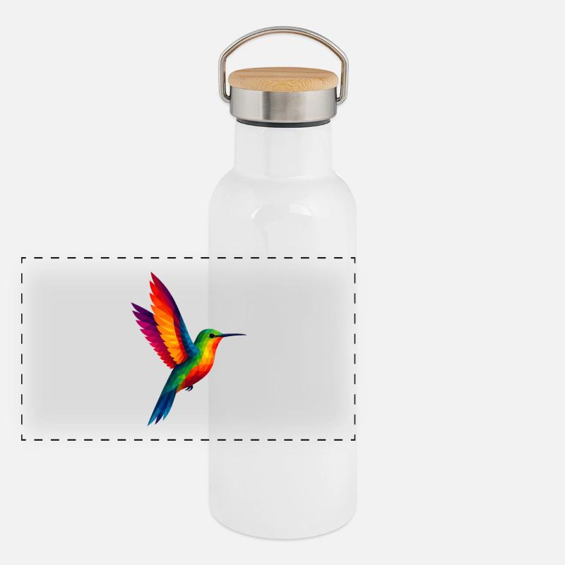 WPAP Style Polygon Animals - Hummingbird Panoramic Thermal Bottle with Bamboo Lid