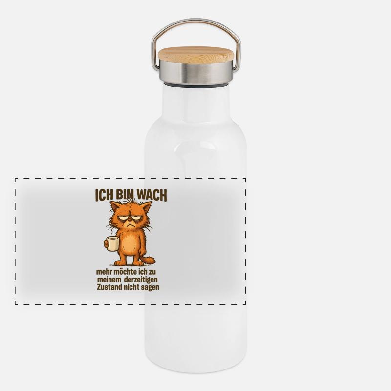 I'm awake coffee cat Panoramic Thermal Bottle with Bamboo Lid