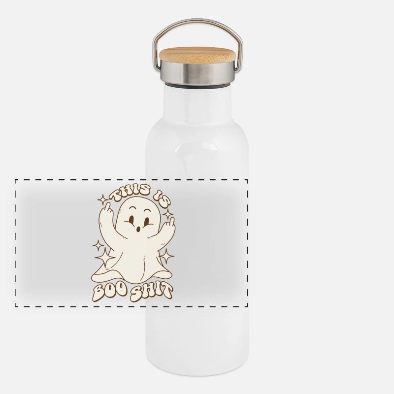 This is Boo Shit - Ghost Saying Funny Halloween Gourde isotherme avec bouchon en bambou