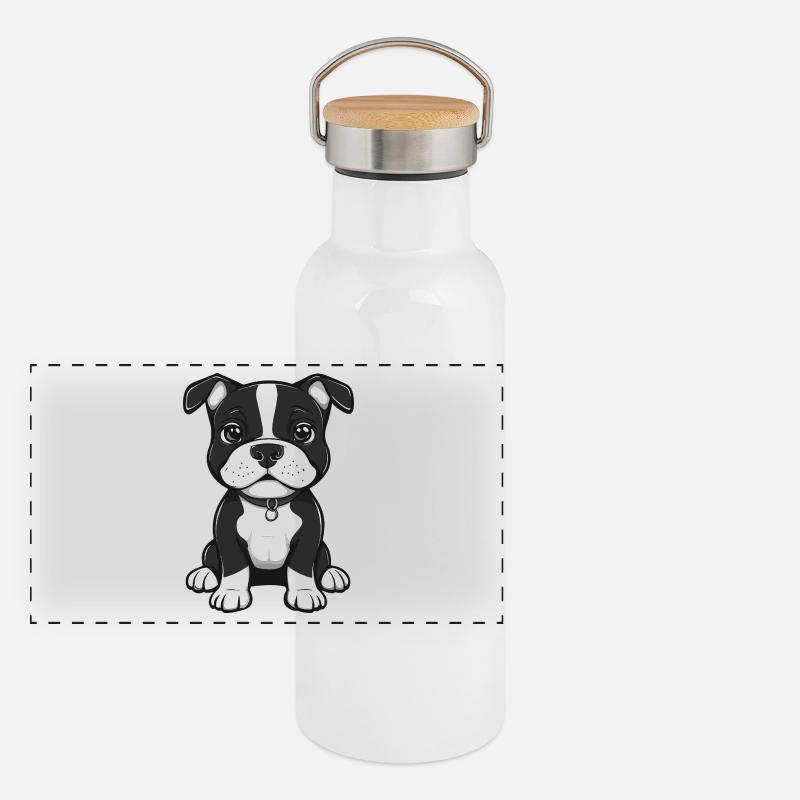 Chien de fosse mignon Gourde isotherme avec bouchon en bambou