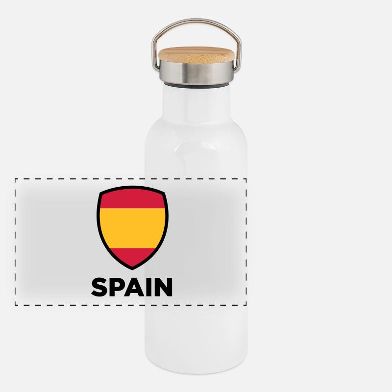 National Flag of Spain Panoramic Thermal Bottle with Bamboo Lid