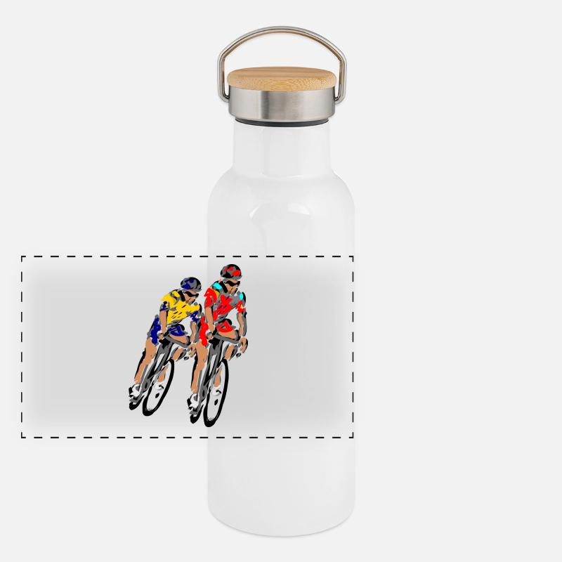 Tour Radfahrer Panorama Thermosflasche mit Bambusdeckel