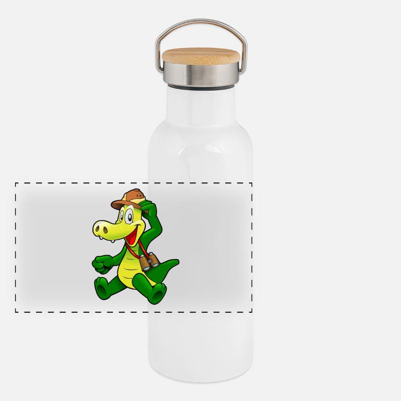 kroko 12 Panorama Thermosflasche mit Bambusdeckel