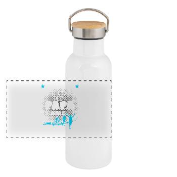 Kinder Triathlon T-Shirt - Papa ist Triathlet - Panorama Thermosflasche mit Bambusdeckel - Weiß - Vorne