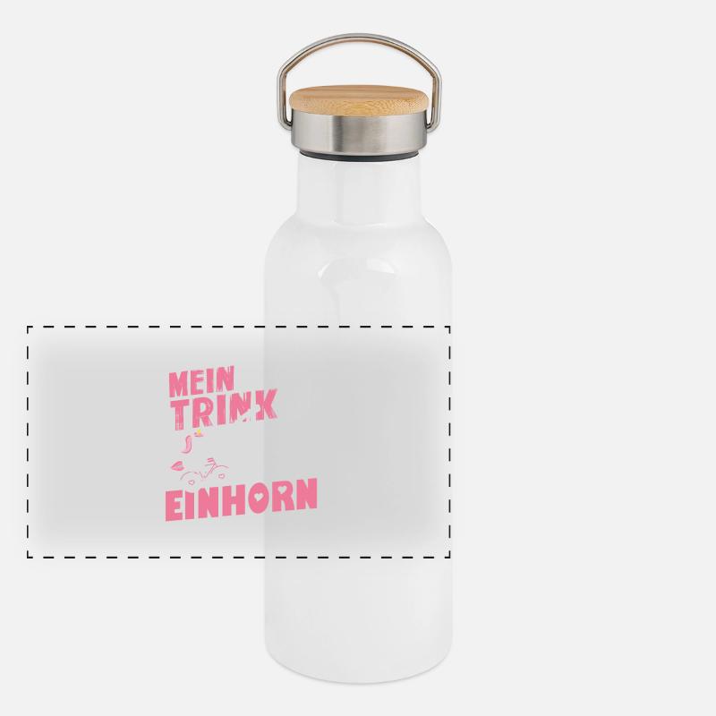 Einhorn - Mein Trinkteam hat ein Einhorn Problem Panorama Thermosflasche mit Bambusdeckel