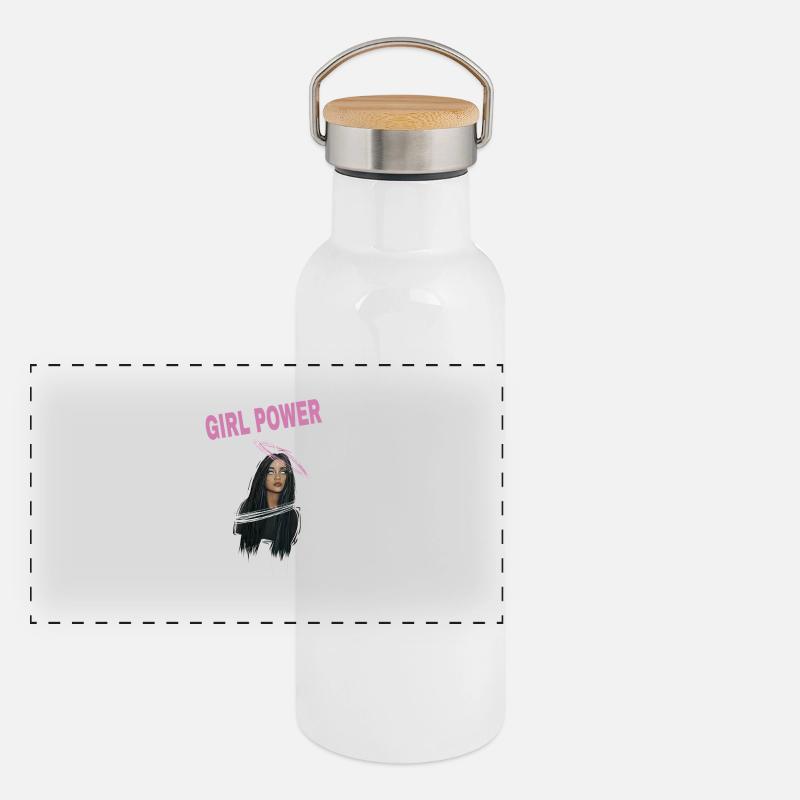Gerda Biel Mädchen Macht merch Panorama Thermosflasche mit Bambusdeckel