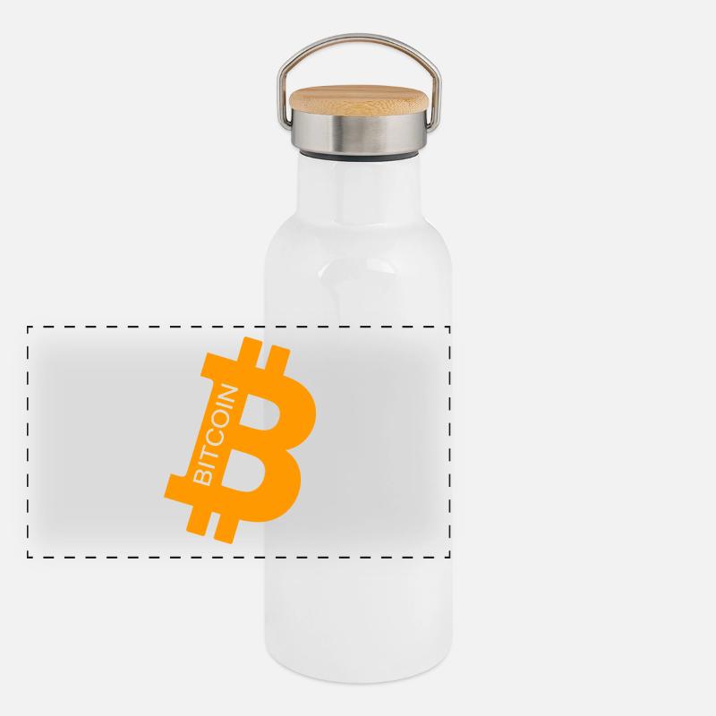 bit coin Panorama Thermosflasche mit Bambusdeckel