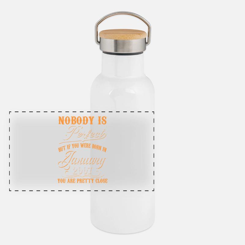 Wenn Sie im Januar 2007 geboren sind Panorama Thermosflasche mit Bambusdeckel