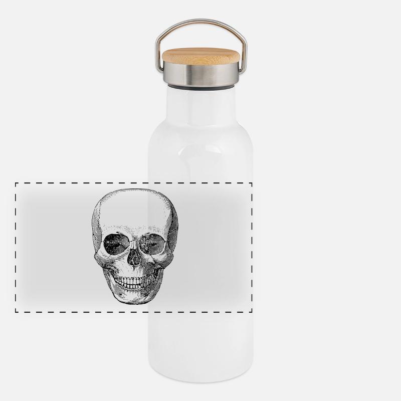 Cartoon-Schädel Panorama Thermosflasche mit Bambusdeckel