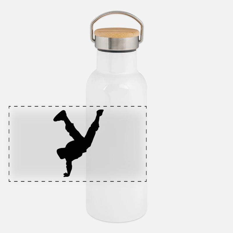 BreakDance Break Dance HipHop GESCHENK Panorama Thermosflasche mit Bambusdeckel
