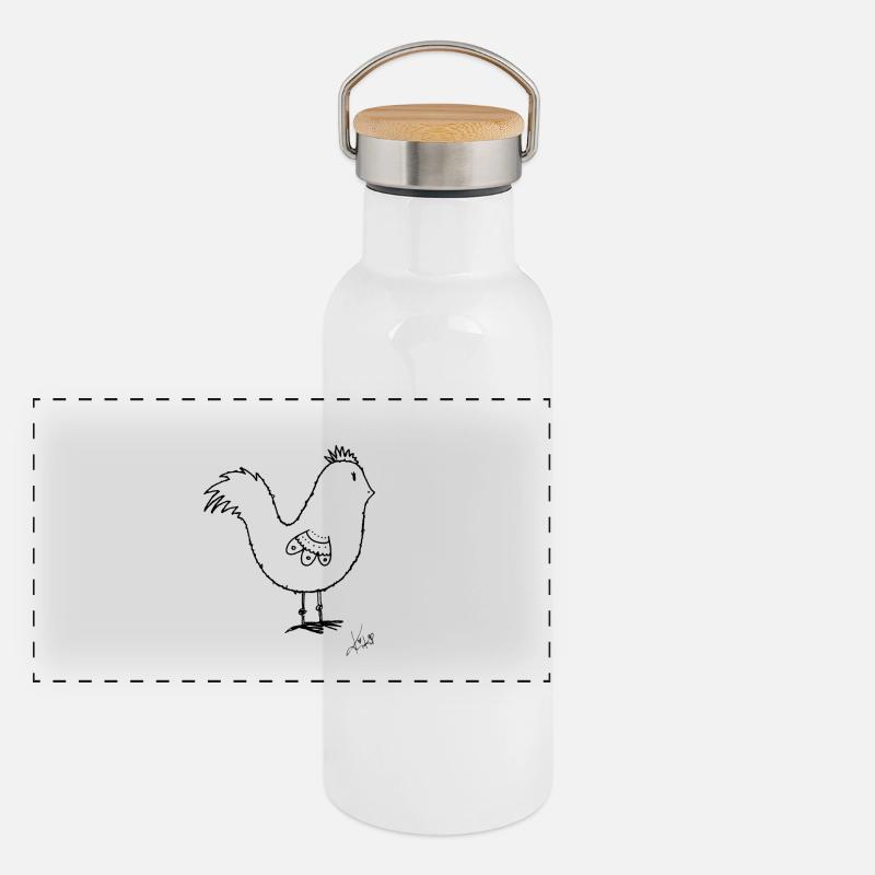 noir Hennri Gourde isotherme avec bouchon en bambou