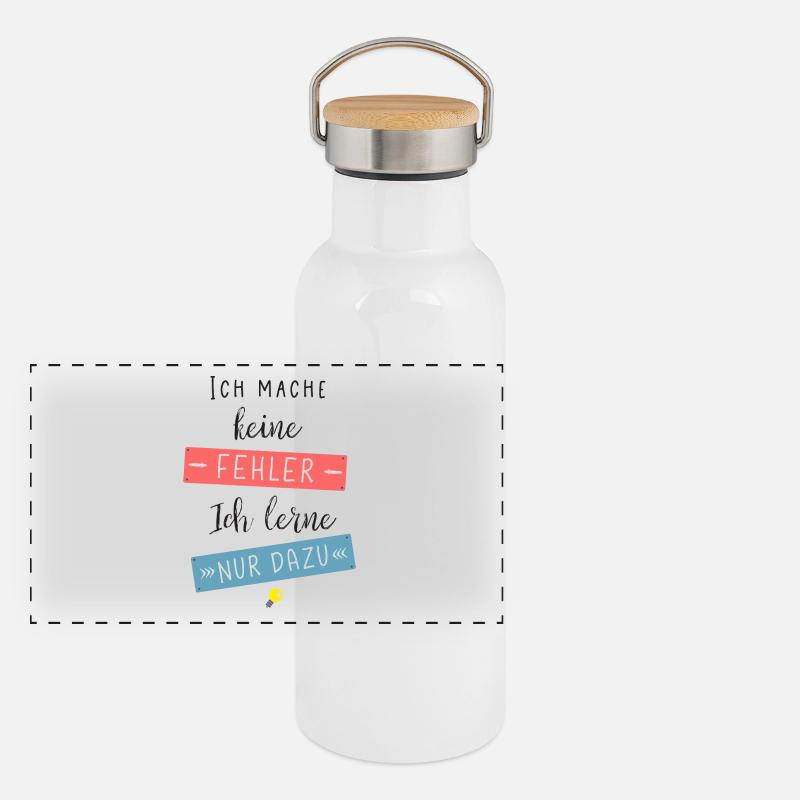Ich mache keine Fehler ich lerne nur dazu Panorama Thermosflasche mit Bambusdeckel