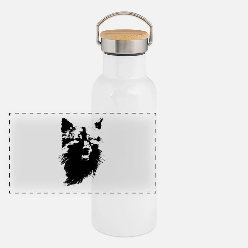 Tête de Wolfsspitz Gourde isotherme avec bouchon en bambou