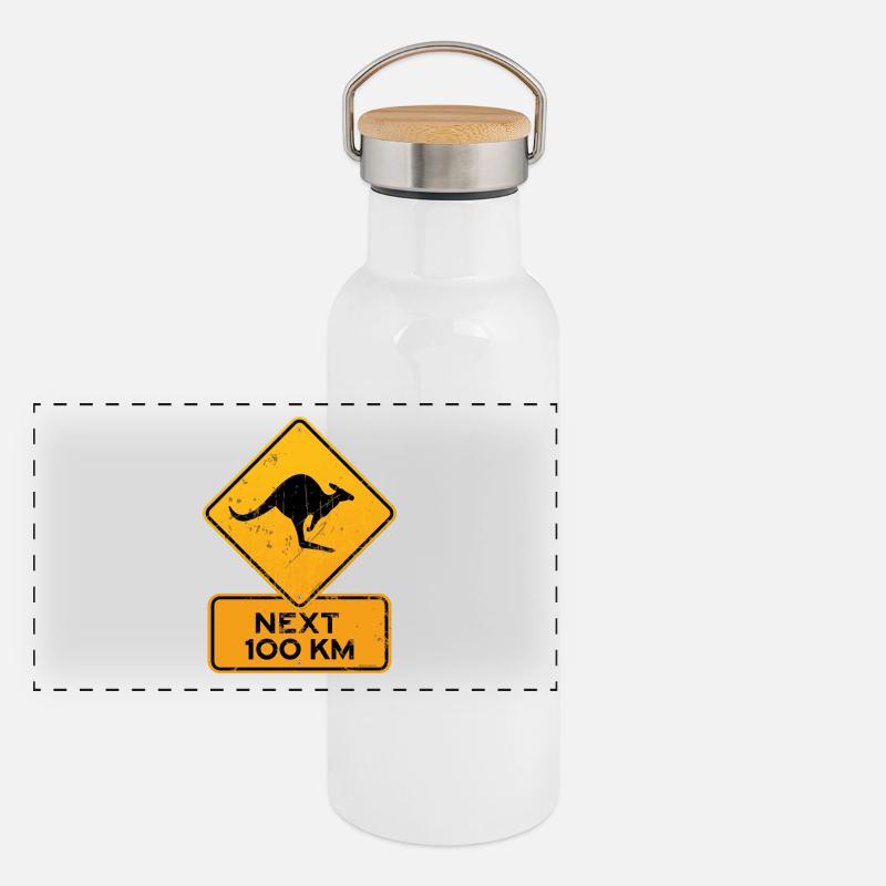 australia road sign kangoo Panoramic Thermal Bottle with Bamboo Lid