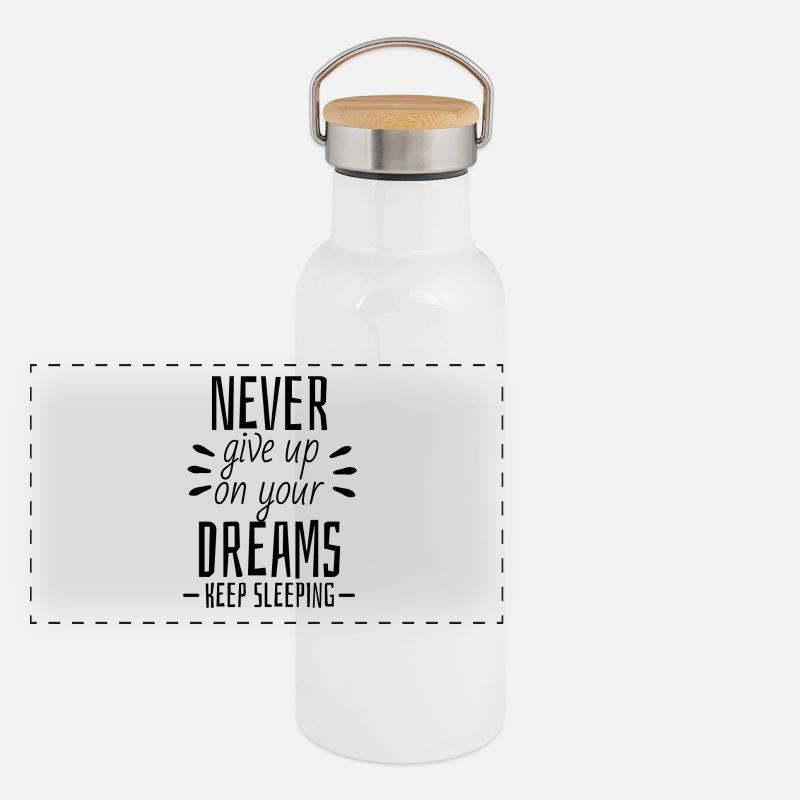Never give up on your dreams - Keep Sleeping Panorama Thermosflasche mit Bambusdeckel