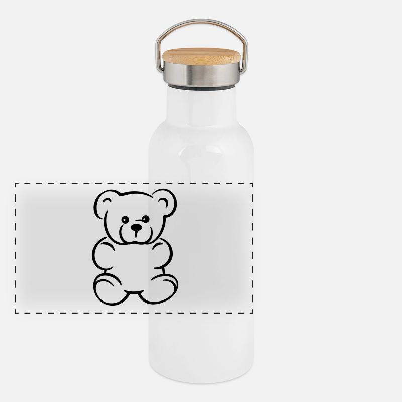 Teddy - Geschenk Geschenkidee Panorama Thermosflasche mit Bambusdeckel