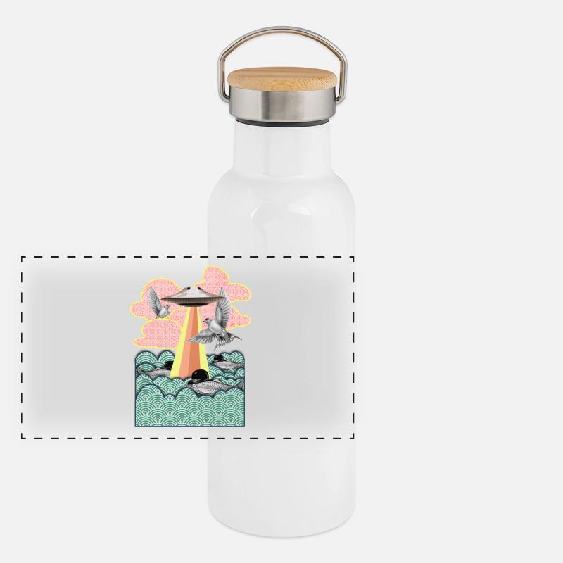 Flamingo Gourde isotherme avec bouchon en bambou