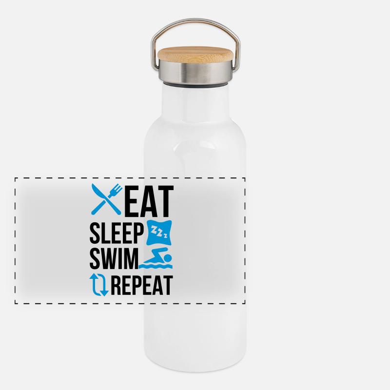 Eat sleep swim Panoramic Thermal Bottle with Bamboo Lid