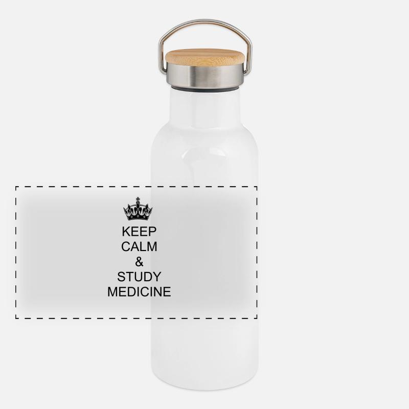 Keep calm & study Medicine cool shirt design Panoramic Thermal Bottle with Bamboo Lid