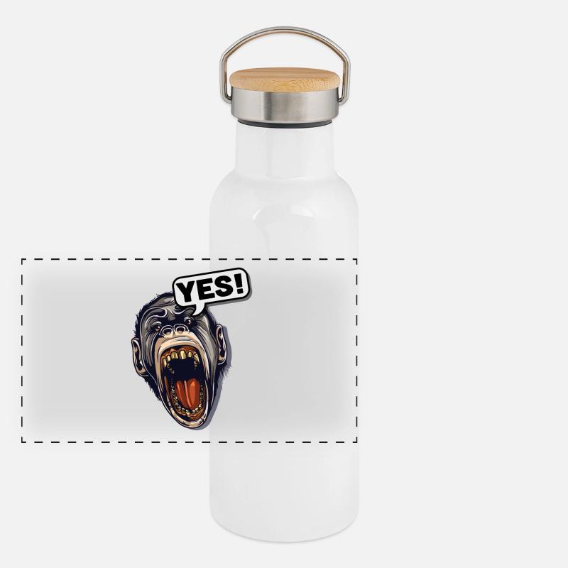 YES! Primat Affe Schimpanse Panorama Thermosflasche mit Bambusdeckel