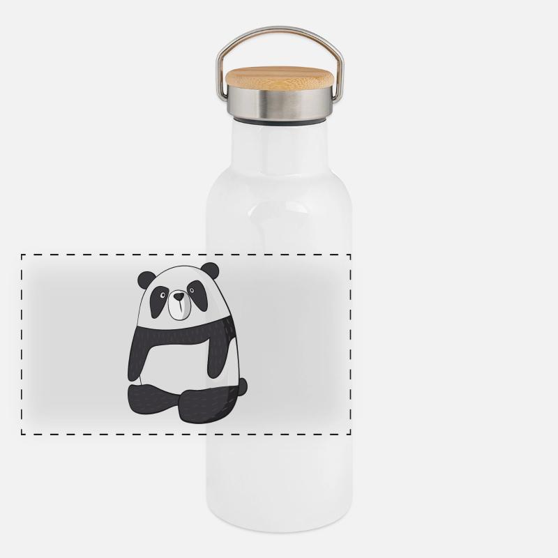Panda Panorama Thermosflasche mit Bambusdeckel