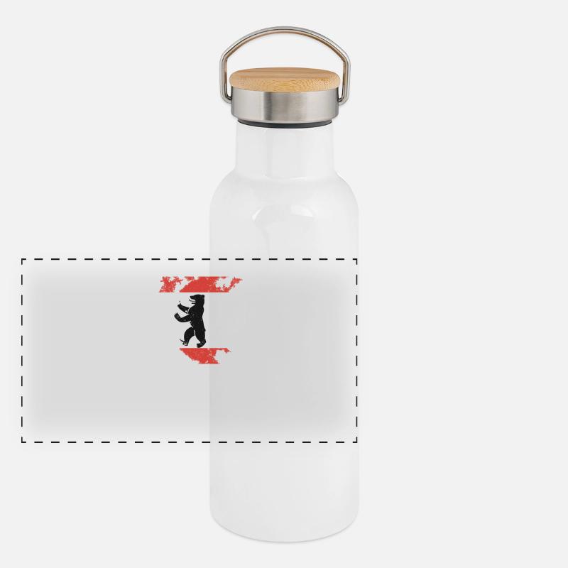 Berliner Bär, Geschenk Panorama Thermosflasche mit Bambusdeckel